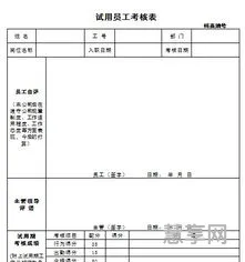 试用期员工考核表(试岗人员考核鉴定表)